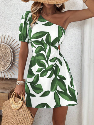 Vestido vazado de um ombro só