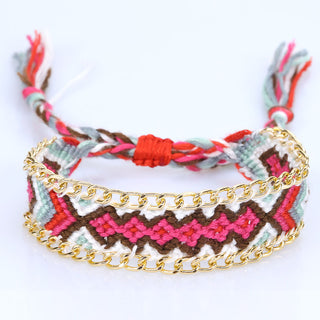 Pulseira de tecelagem manual estilo étnico