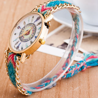 Pulseira de tecelagem manual estilo étnico