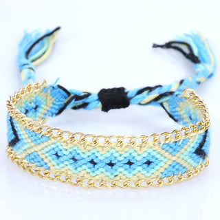 Pulseira de tecelagem manual estilo étnico