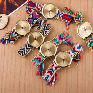 Pulseira de tecelagem manual estilo étnico