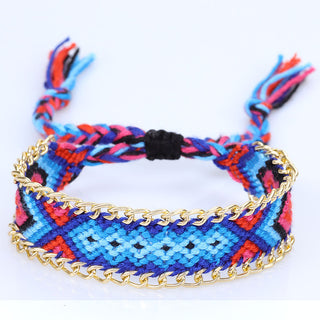 Pulseira de tecelagem manual estilo étnico
