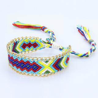 Pulseira de tecelagem manual estilo étnico