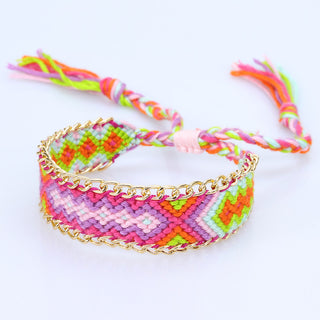 Pulseira de tecelagem manual estilo étnico