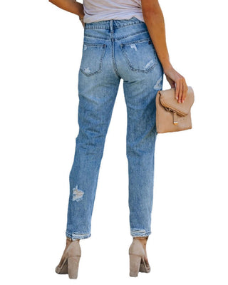 Fashion Water Hole Straight Jeans Pants