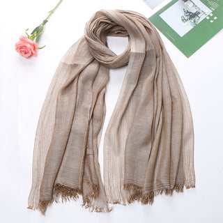 Lenço feminino monocromático popular de algodão e linho tie-dye