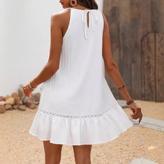 Vestido curto com costura em jacquard