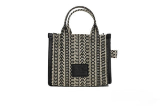 Marc Jacobs The Monogram Beige Mini Tote Woven Jacquard Canvas Crossbody Handbag