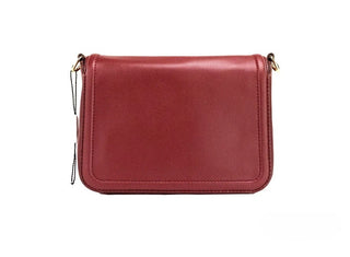 Marc Jacobs Medium Metal Signet Syrah Smooth Leather Flap Crossbody Purse Bag