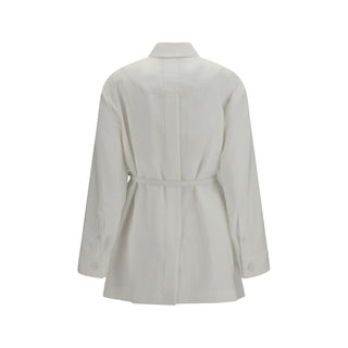 Fendi White Linen Full-Length Jacket