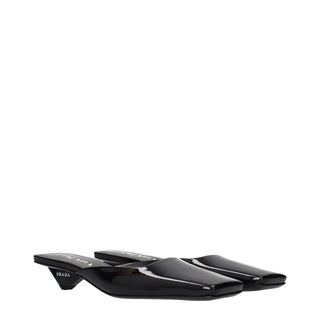 Prada Black Leather Flat Sandals
