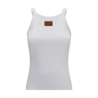 Fendi White Cotton Sleeveles T-Shirt
