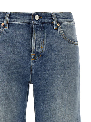 Gucci Blue Cotton Straight-Leg Jeans