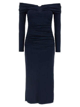 Carolina Herrera Blue Marabou Midi Dress