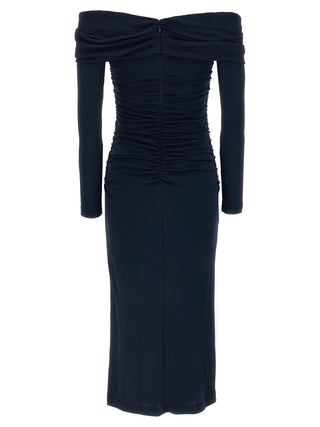 Carolina Herrera Blue Marabou Midi Dress