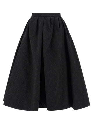 Carolina Herrera Black Cotton Midi Skirt