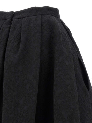 Carolina Herrera Black Cotton Midi Skirt