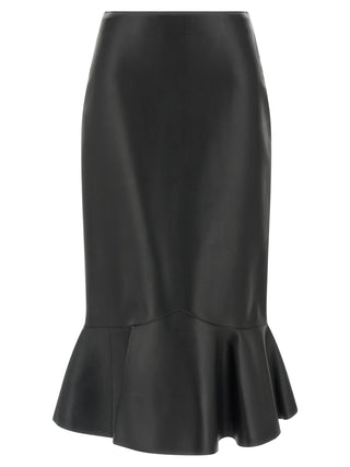 Fendi Black Lamb Leather Midi Skirt