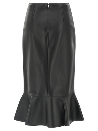 Fendi Black Lamb Leather Midi Skirt