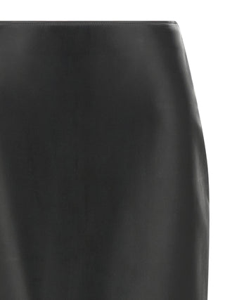 Fendi Black Lamb Leather Midi Skirt