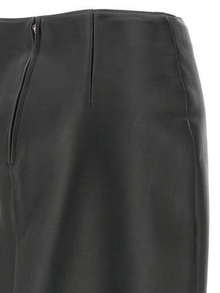Fendi Black Lamb Leather Midi Skirt