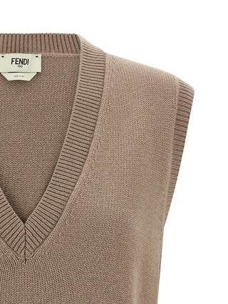 Fendi Beige Cashmere Sleeveless Jacket