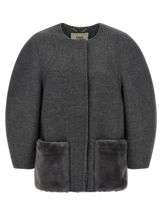 Fendi Gray Virgin Wool Coat