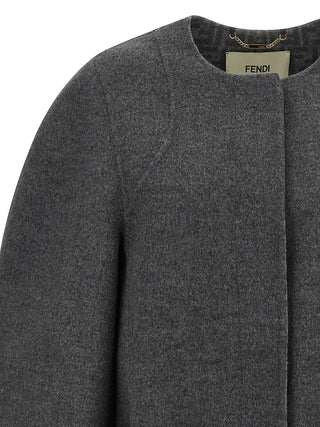 Fendi Gray Virgin Wool Coat