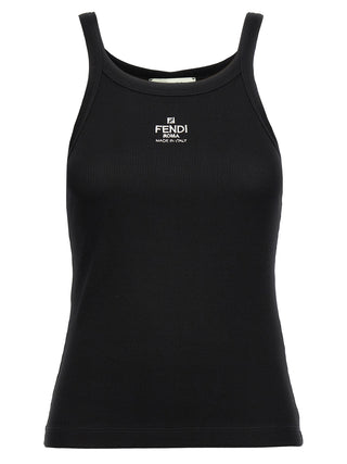 Fendi Black Cotton Sleeveles T-Shirt
