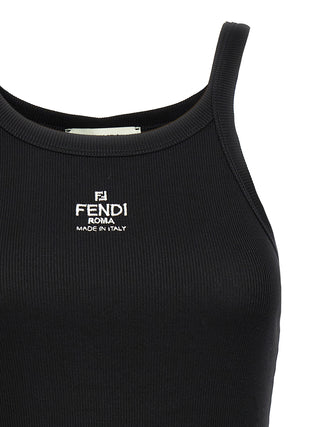 Fendi Black Cotton Sleeveles T-Shirt