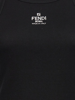Fendi Black Cotton Sleeveles T-Shirt