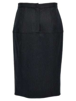 Fendi Gray Virgin Wool Midi Skirt