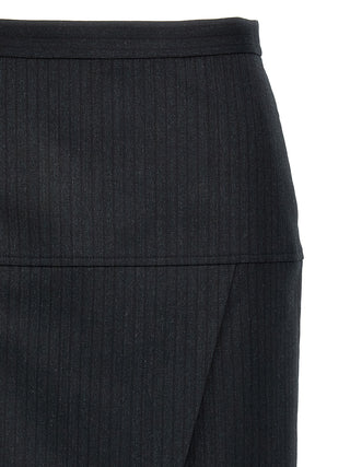 Fendi Gray Virgin Wool Midi Skirt