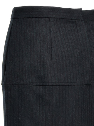 Fendi Gray Virgin Wool Midi Skirt