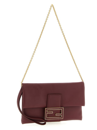 Fendi Bordeaux Lamb Leather Clutch Bag