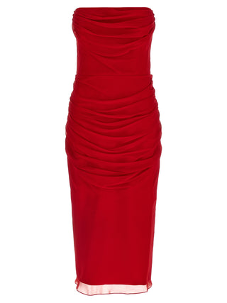 Carolina Herrera Red Silk Midi Dress