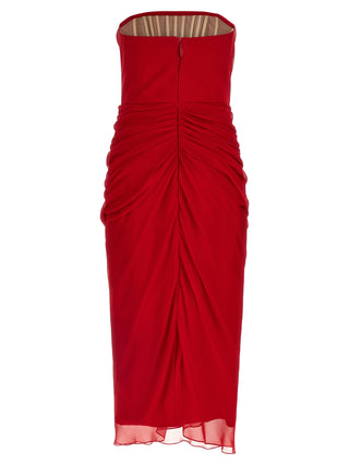 Carolina Herrera Red Silk Midi Dress
