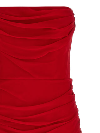 Carolina Herrera Red Silk Midi Dress
