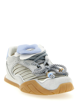 Fendi Gray Calfskin Athletic Sneakers