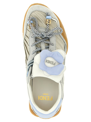 Fendi Gray Calfskin Athletic Sneakers