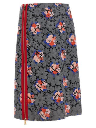 Fendi Gray Cotton Midi Skirt