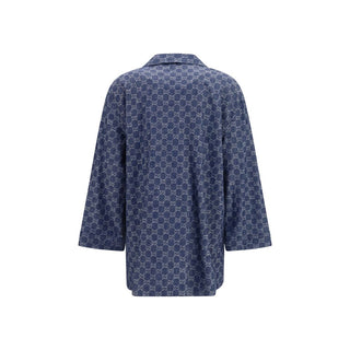 Gucci Blue Cotton Full-Length Jacket