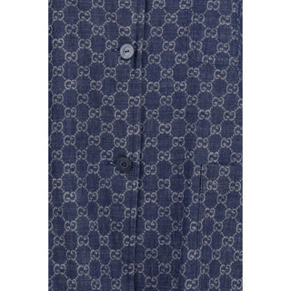 Gucci Blue Cotton Full-Length Jacket