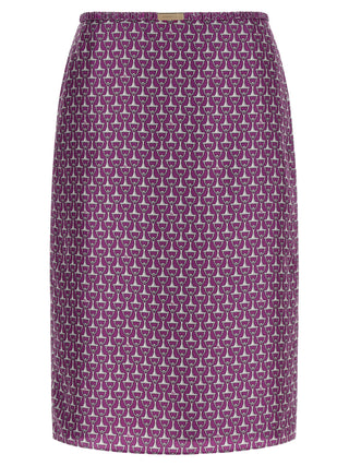 Gucci Purple Silk Midi Skirt