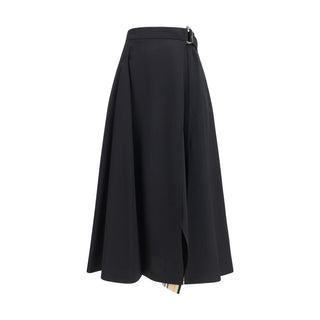 Burberry Black Wool Oves Aries Midi Skirt