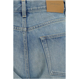 Saint Laurent Blue Cotton Straight-Leg Jeans