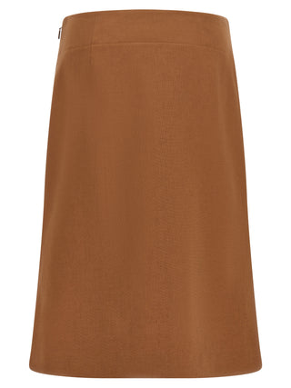 Fendi Brown Linen Midi Skirt