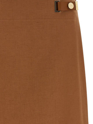 Fendi Brown Linen Midi Skirt