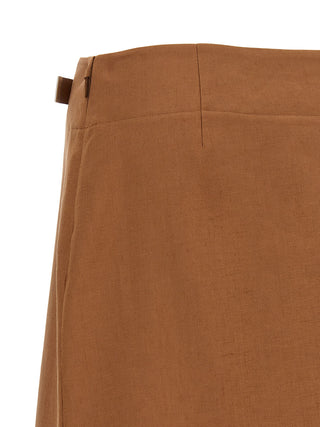 Fendi Brown Linen Midi Skirt