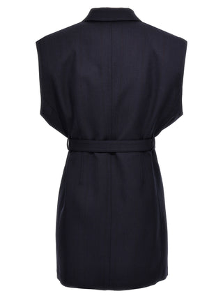 Prada Blue Virgin Wool Sleeveless Jacket